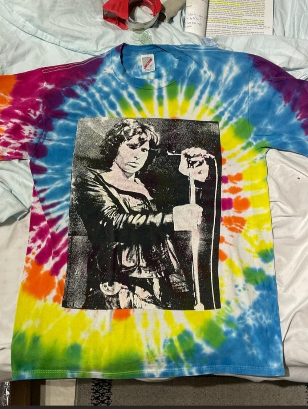 VTG Jim Morrison Single Stitch Tye Dye Shirt Size Large